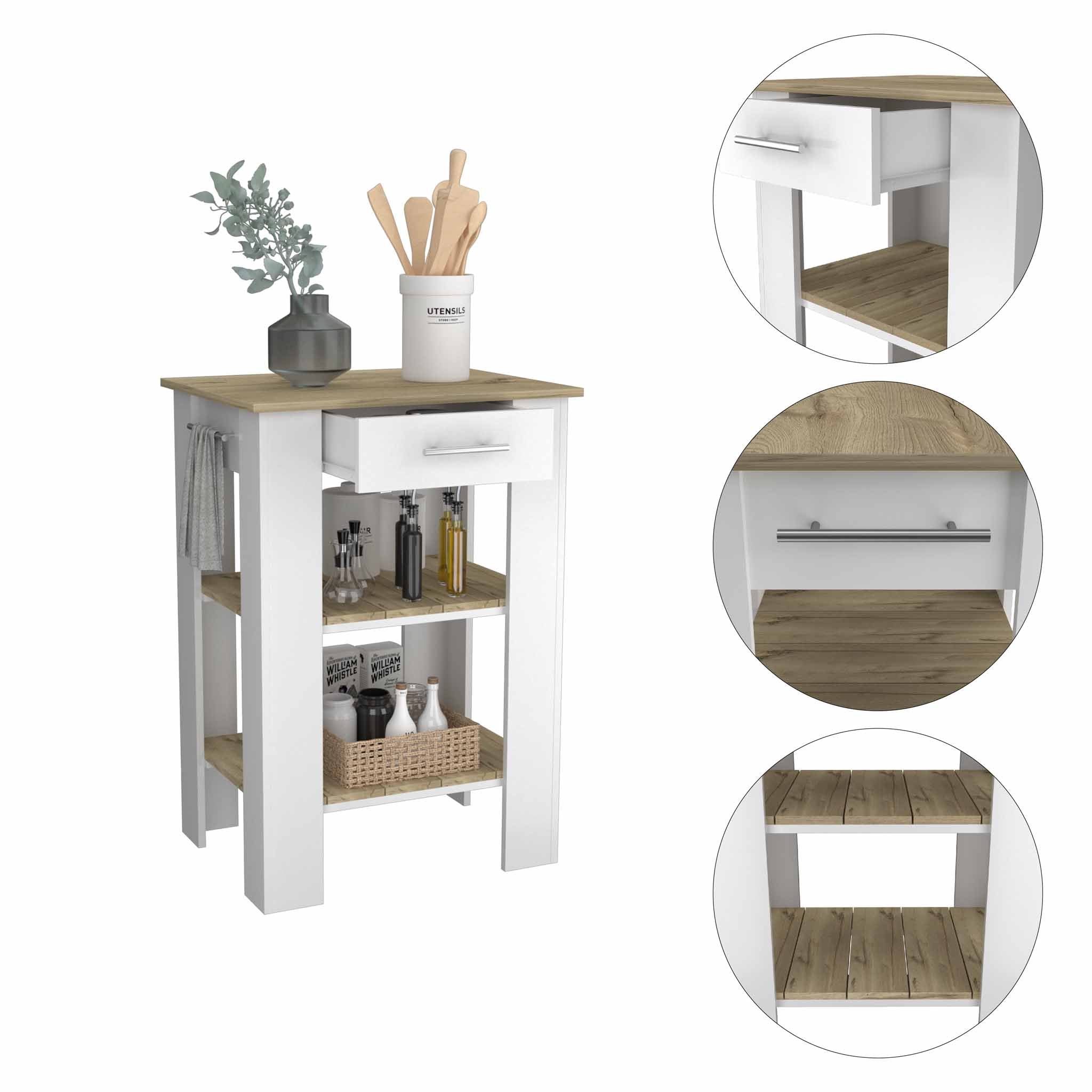 Delos Kitchen Island Depot White